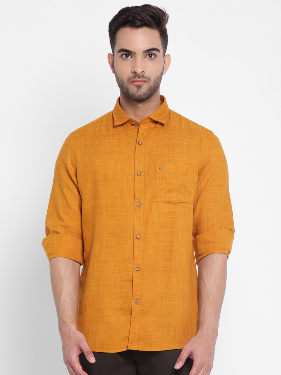 

Turtle Men Yellow Slim Fit Casual Shirt