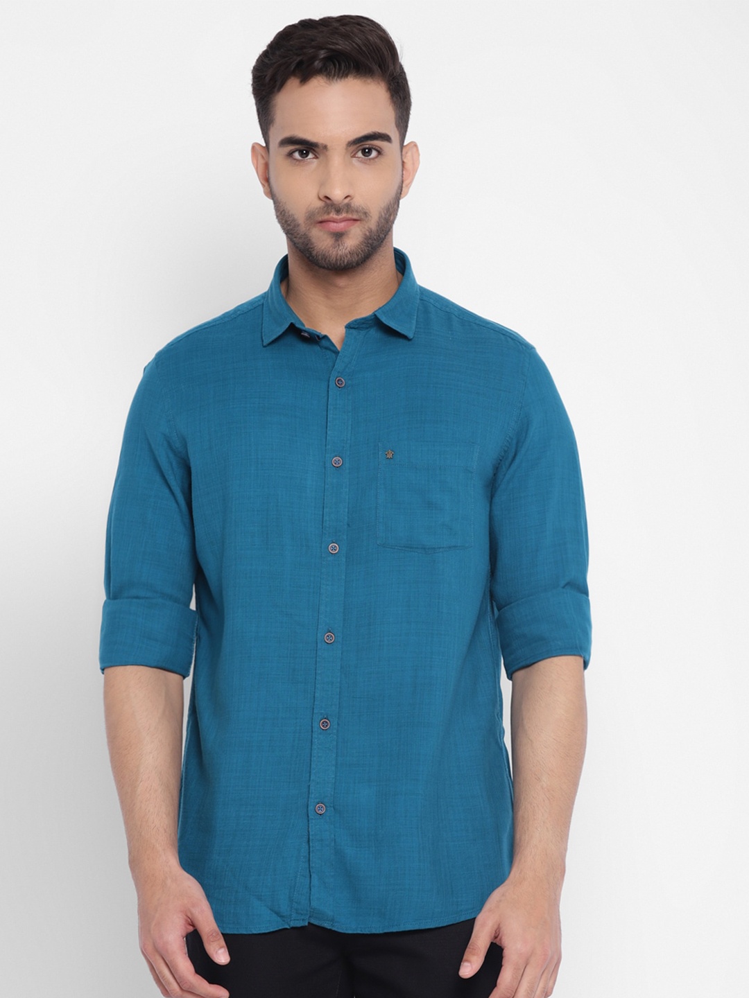 

Turtle Men Blue Slim Fit Casual Shirt