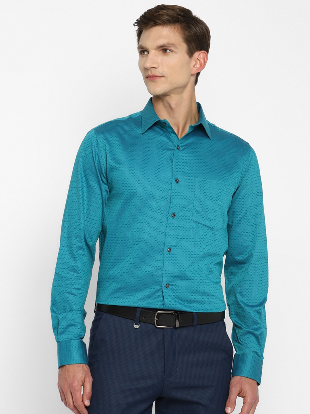 

Turtle Men Sea Green Slim Fit Micro Ditsy Printed Cotton Casual Shirt