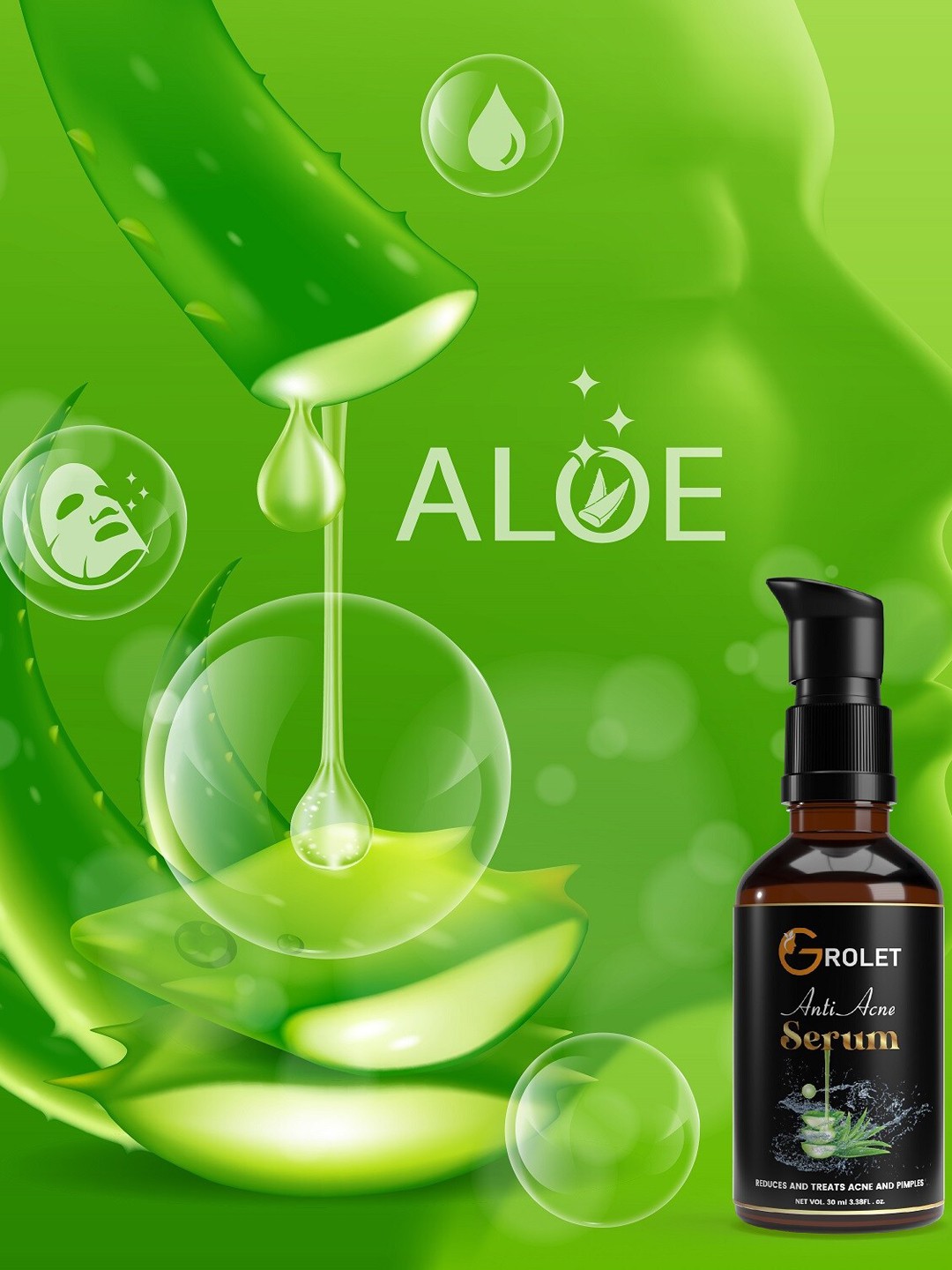 

GROLET Anti Acne Natural Face Serum - 30ml, Brown