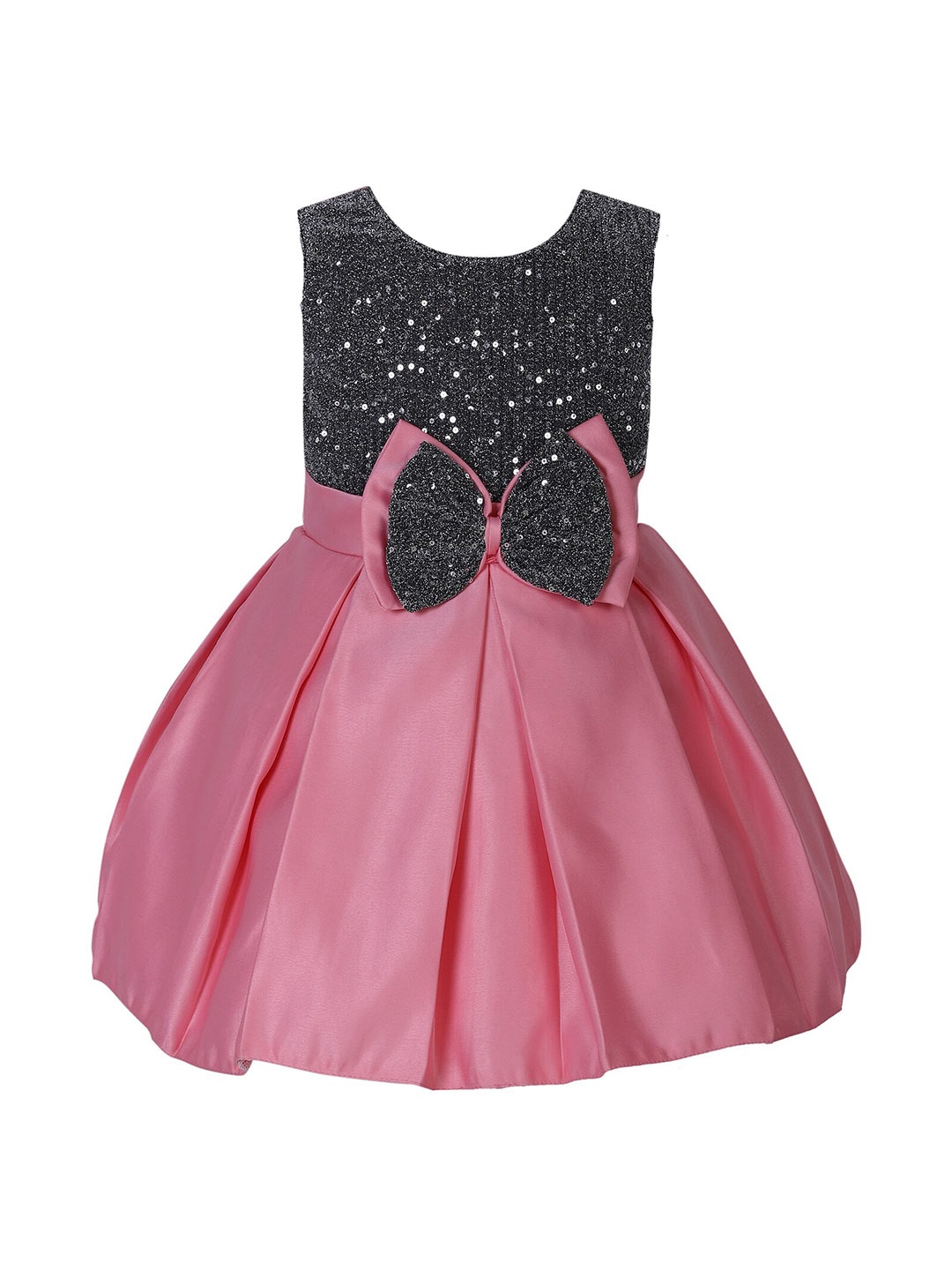 

The Magic Wand Girls Peach & Black Embellished Fit & Flare Dress