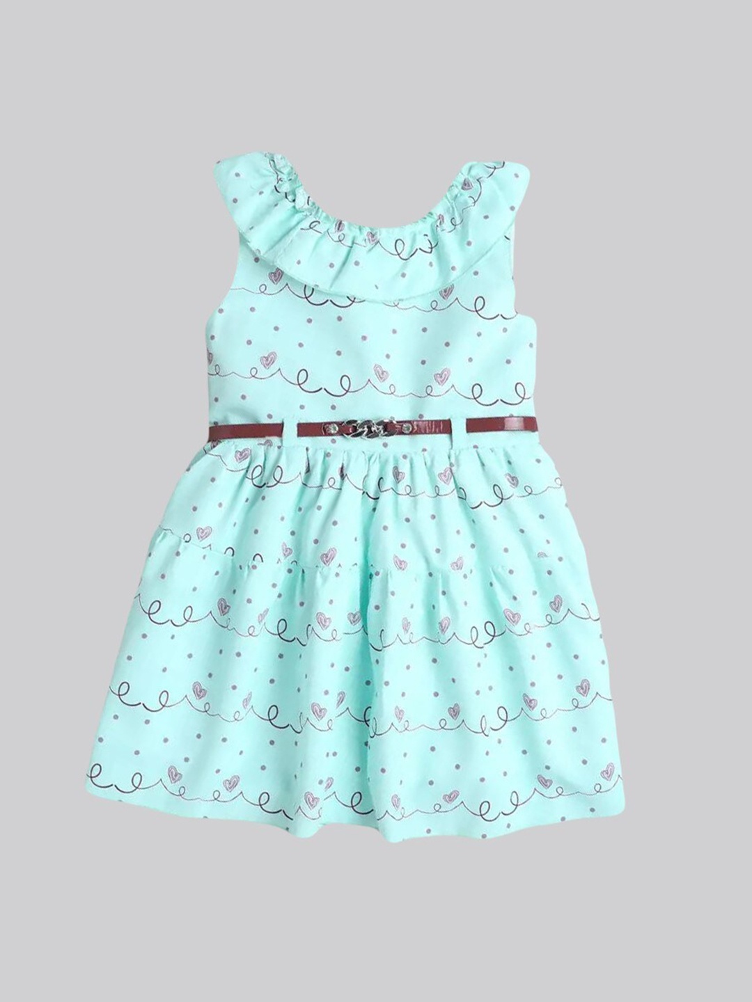 

The Magic Wand Girls Sea Green Graphic Printed Fit & Flare Dress