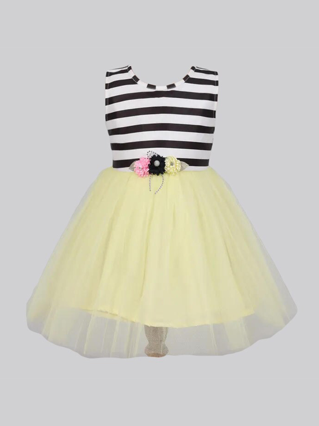 

The Magic Wand Yellow Striped Fit and Flare Dress