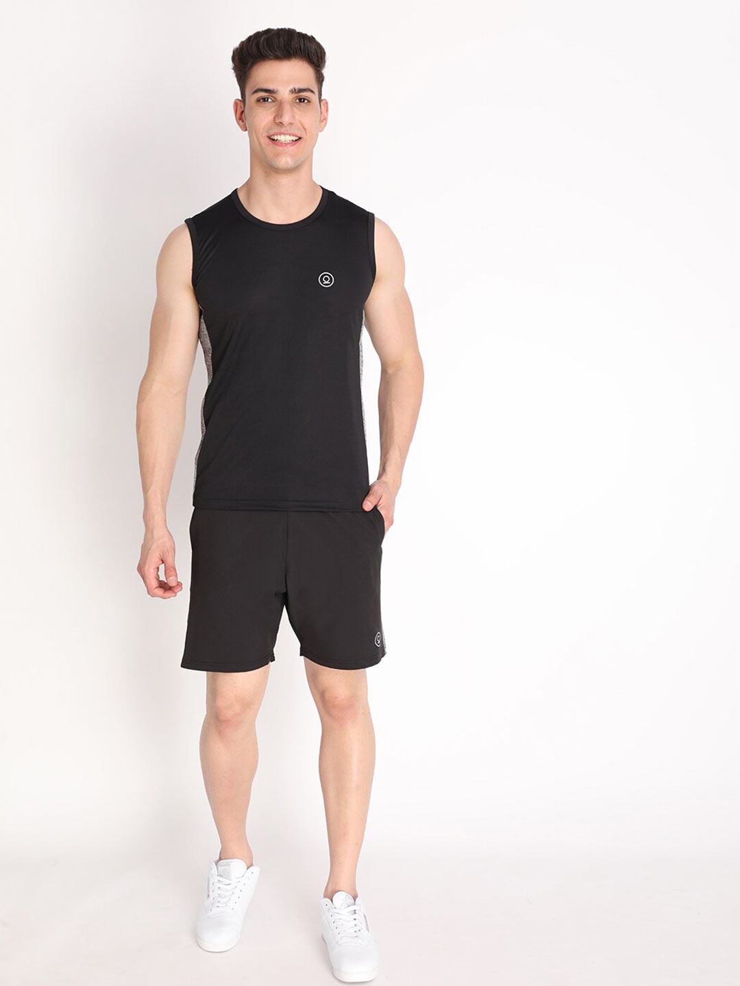 

CHKOKKO Men Black & Grey Workout Co-Ords