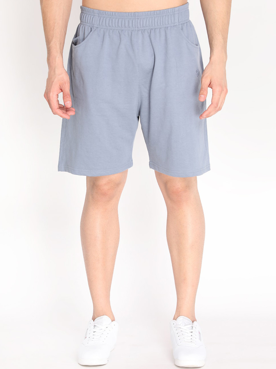

CHKOKKO Men Grey Solid Mid Rise Cotton Outdoor Sports Shorts