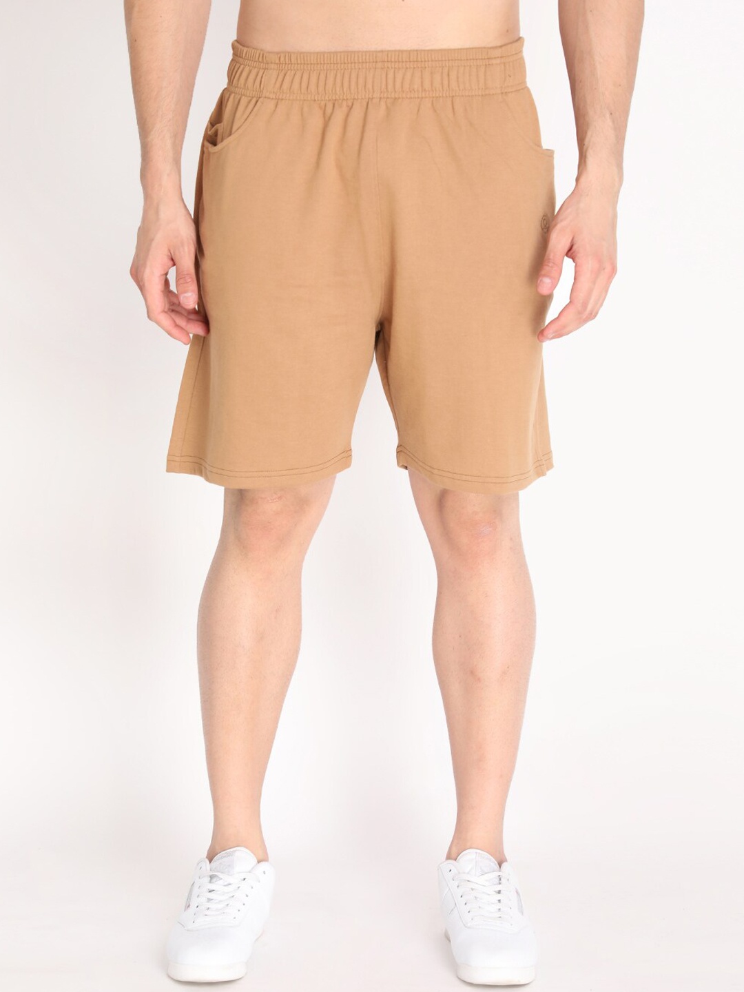 

CHKOKKO Men Camel Brown Solid Mid Rise Regular Fit Outdoor Shorts