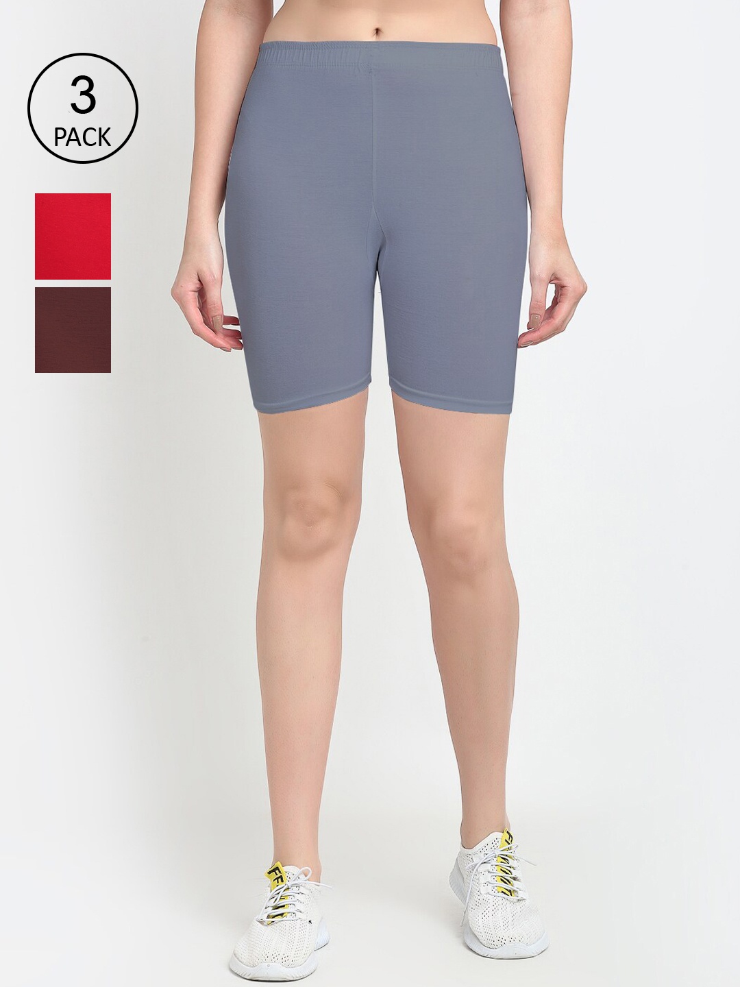 

Jinfo Women Red Skinny Fit Cycling Sports Shorts