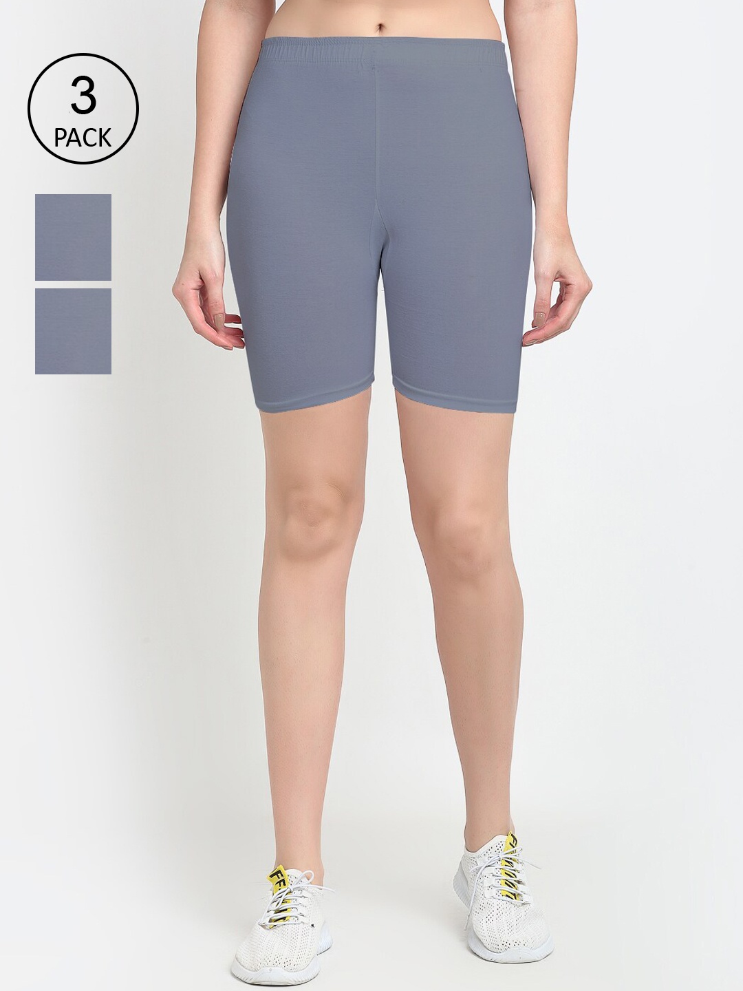 

Jinfo Women Grey Cycling Shorts Pack Of 3