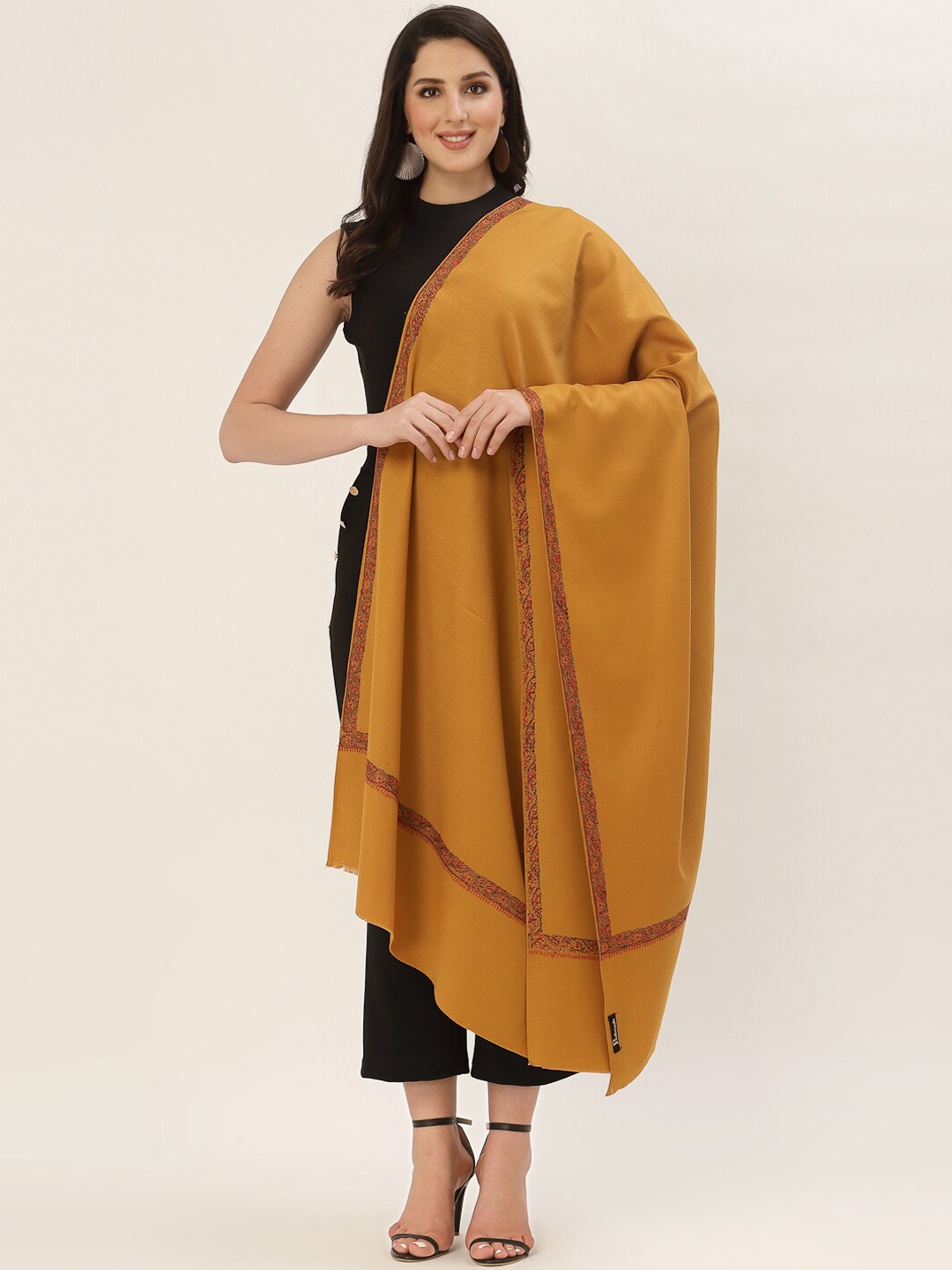 

Pashtush Women Mustard Yellow Woolen Shawl