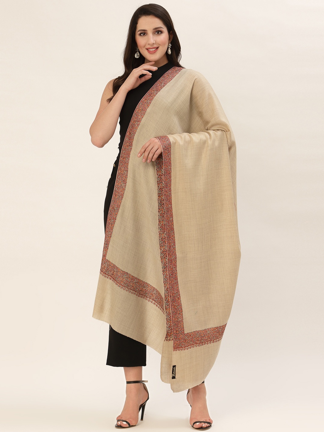 

Pashtush Women Beige Woven Design Shawl