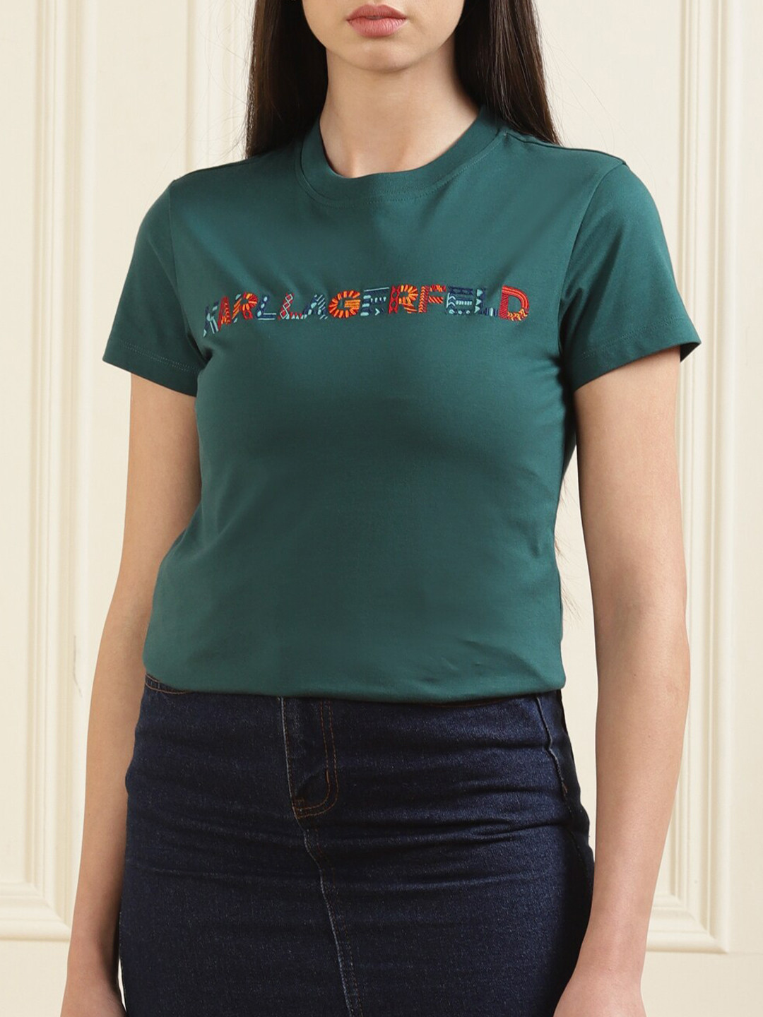 

Karl Lagerfeld Teal Printed T-Shirt