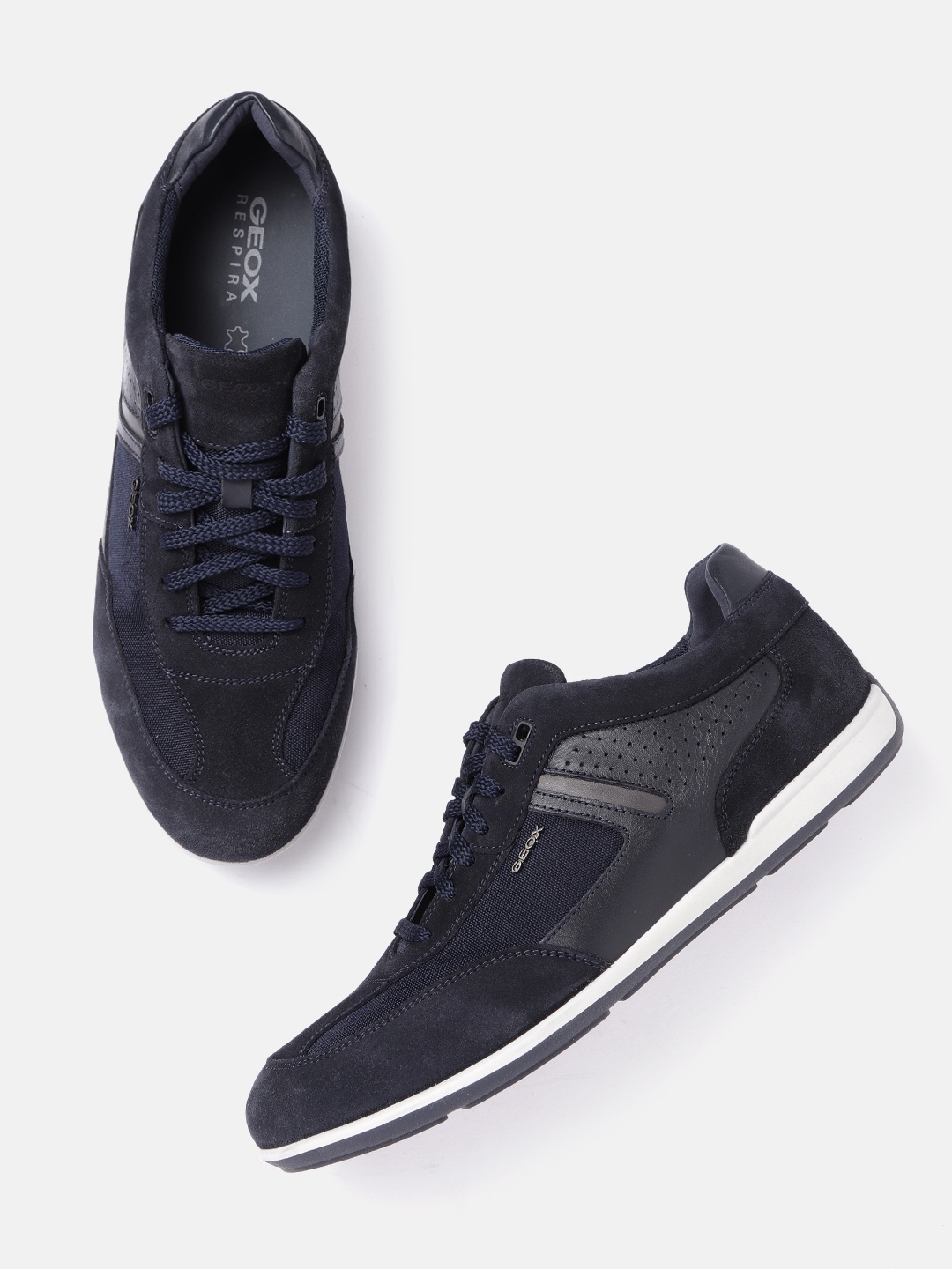 

Geox Men Navy Blue Textured Sneakers