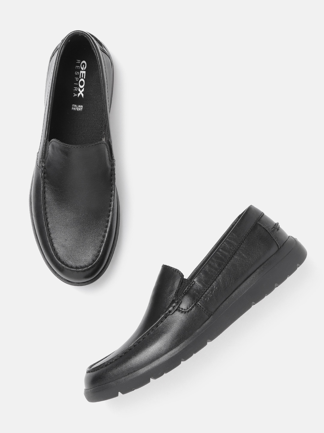 

Geox Men Black Textured Leather Slip-On Sneakers