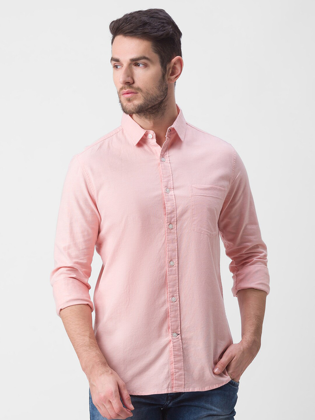 

Globus Men Peach-Coloured Comfort Casual Shirt