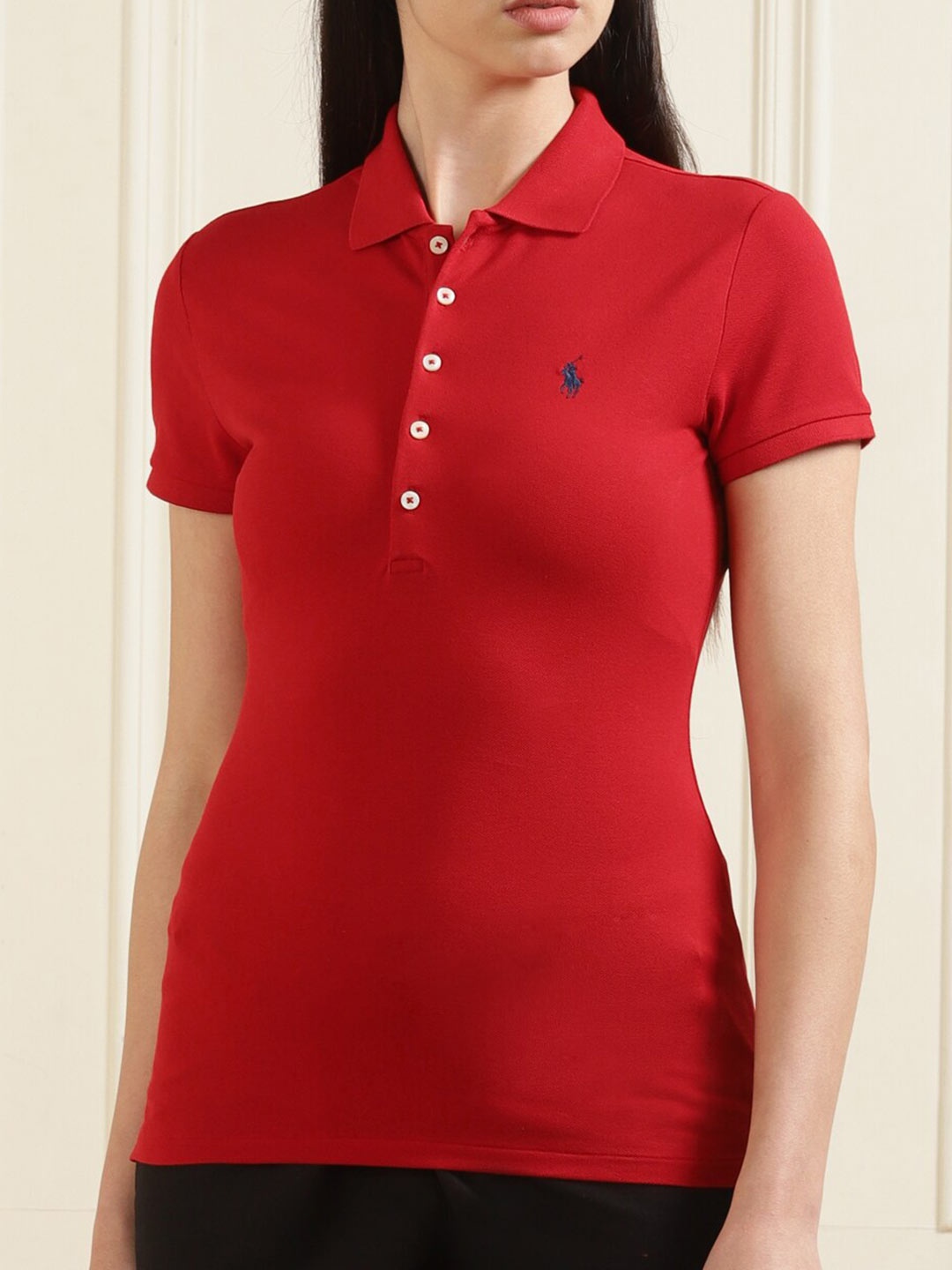 

Polo Ralph Lauren Women Red Polo Collar Cotton T-shirt