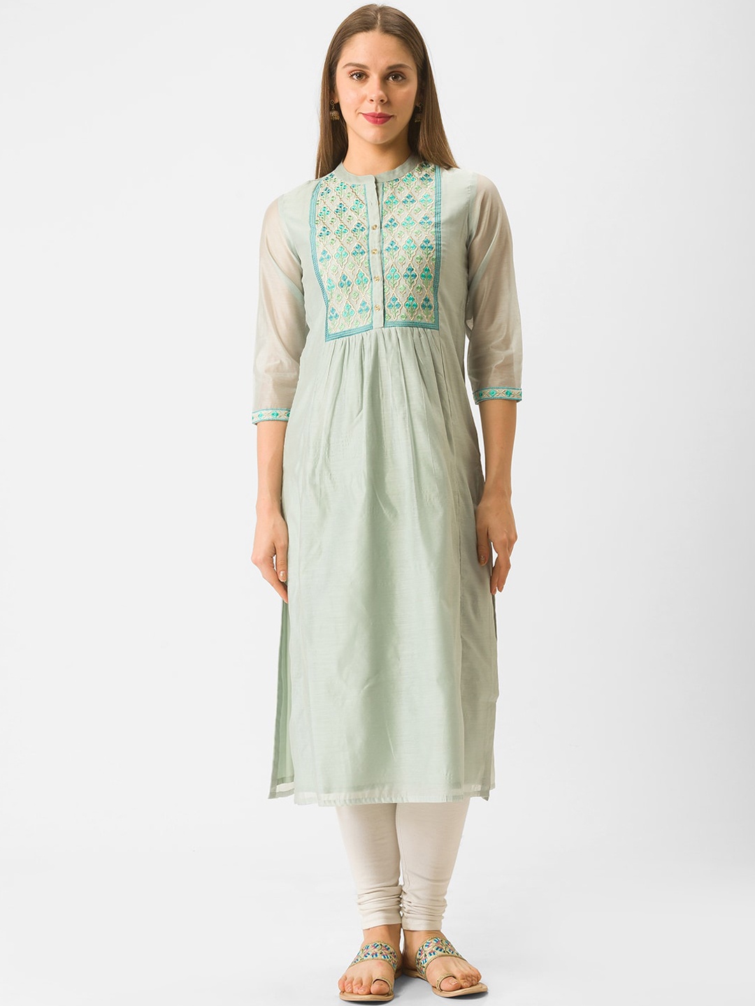 

Globus Women Blue Floral Yoke Design Kurta