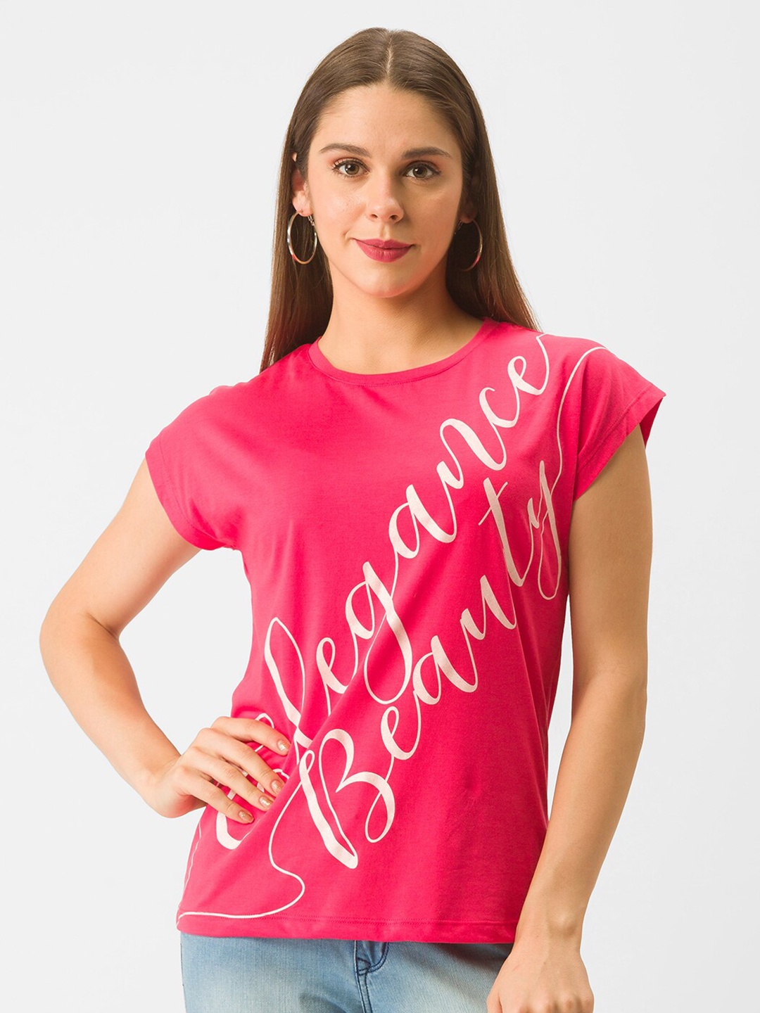 

Globus Women Pink Typography Printed T-shirt