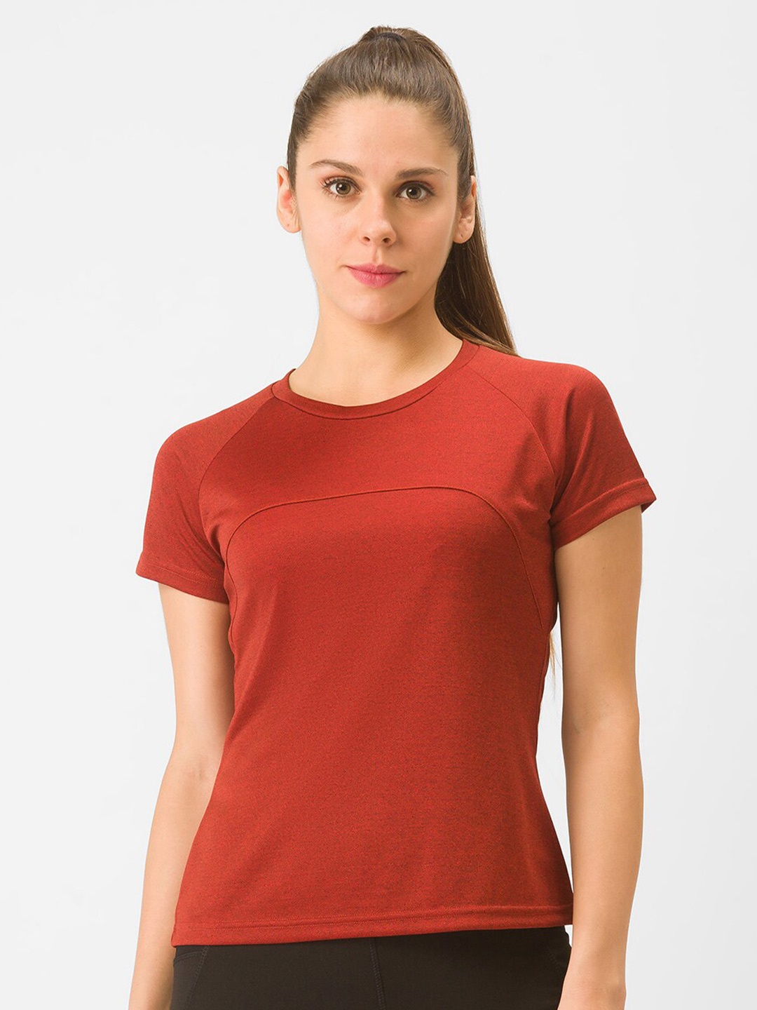 

Globus Women Maroon Solid Sports T-shirt