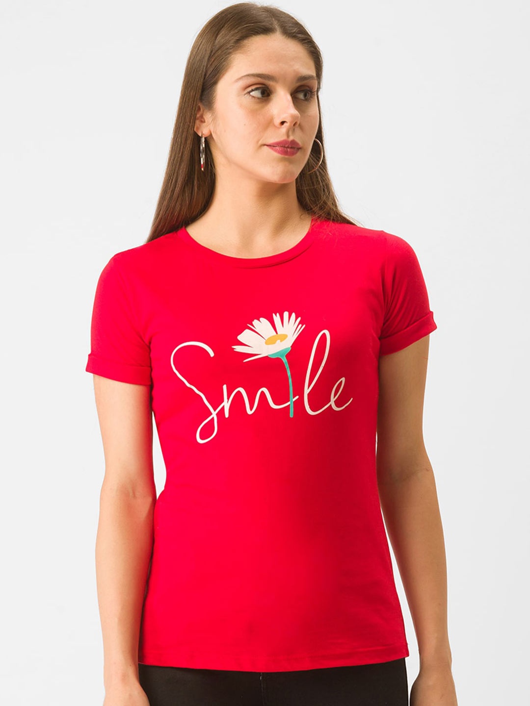 

Globus Women Red Typography Printed T-shirt