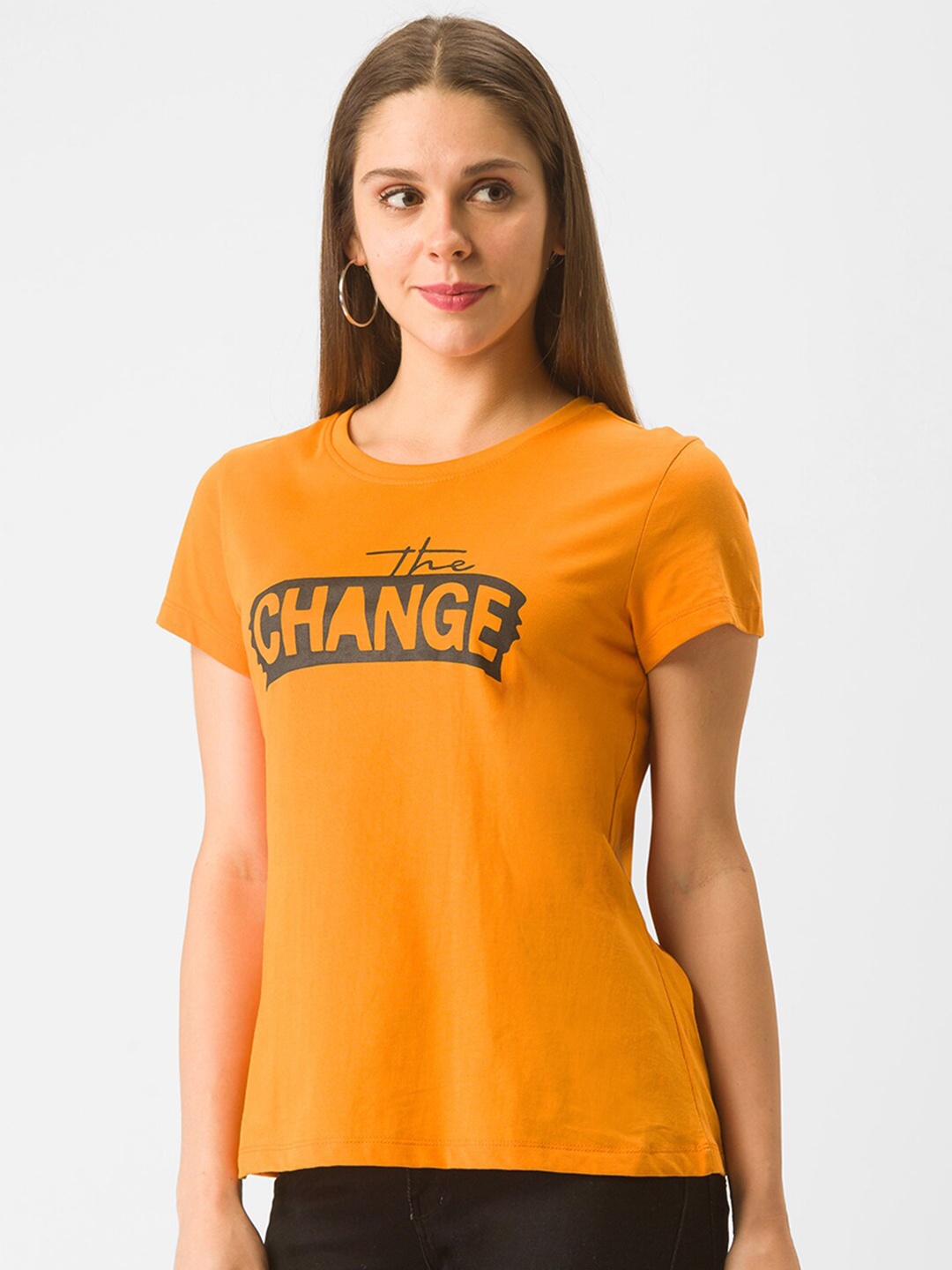 

Globus Women Yellow Typography Printed T-shirt