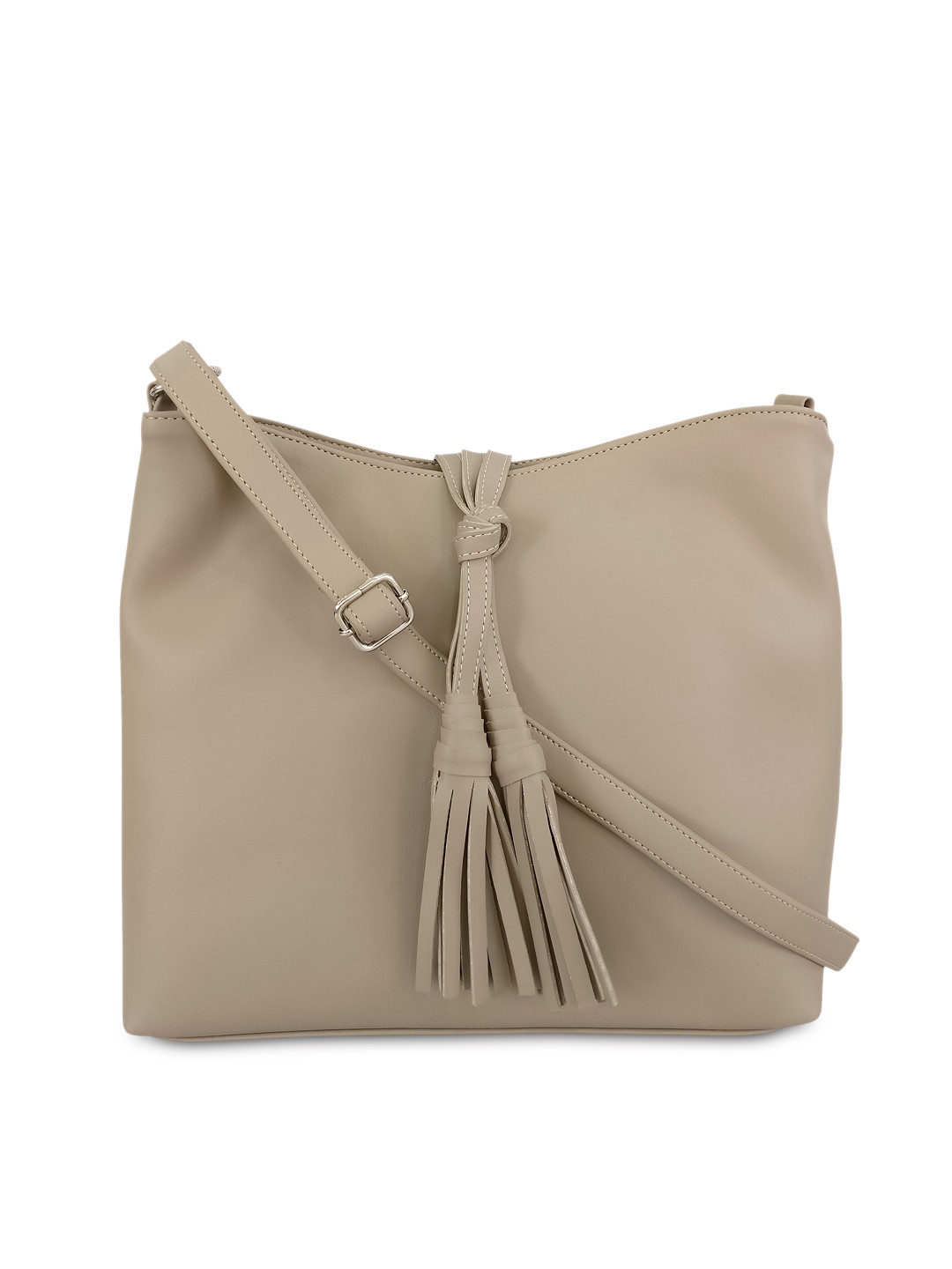 

Toteteca Beige Sling Bag with Tassels
