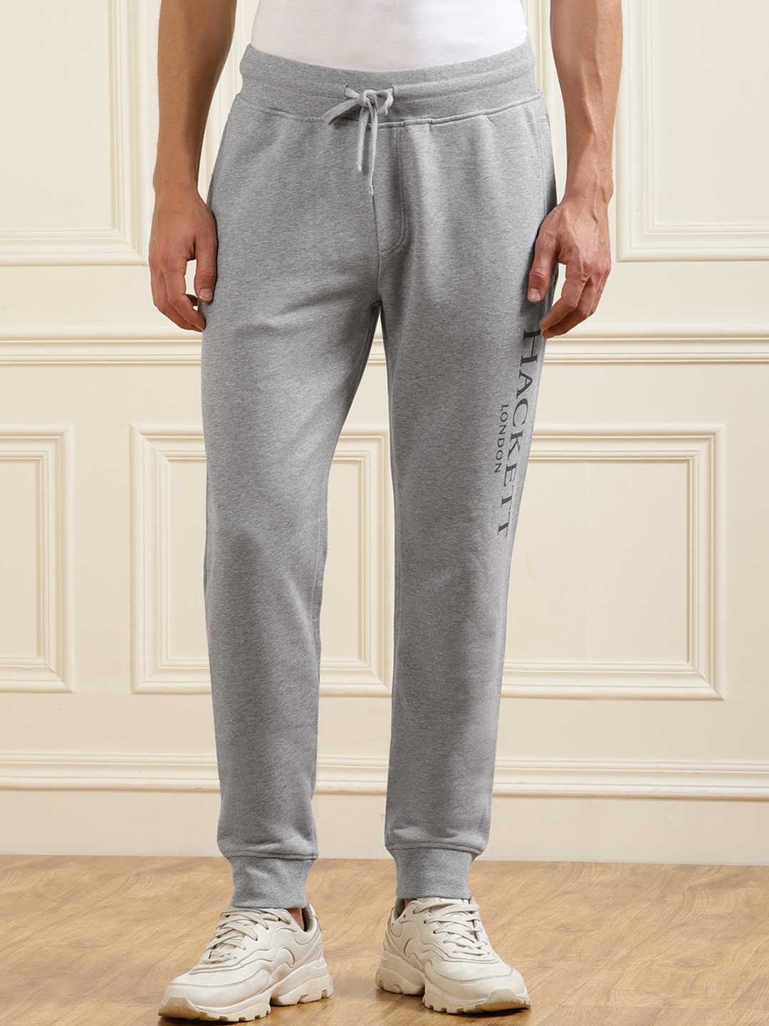 

HACKETT LONDON Men Grey Solid Pure Cotton Joggers