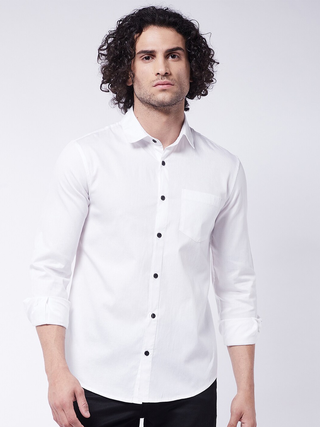 

Rick Masch Men White Smart Slim Fit Cotton Casual Shirt