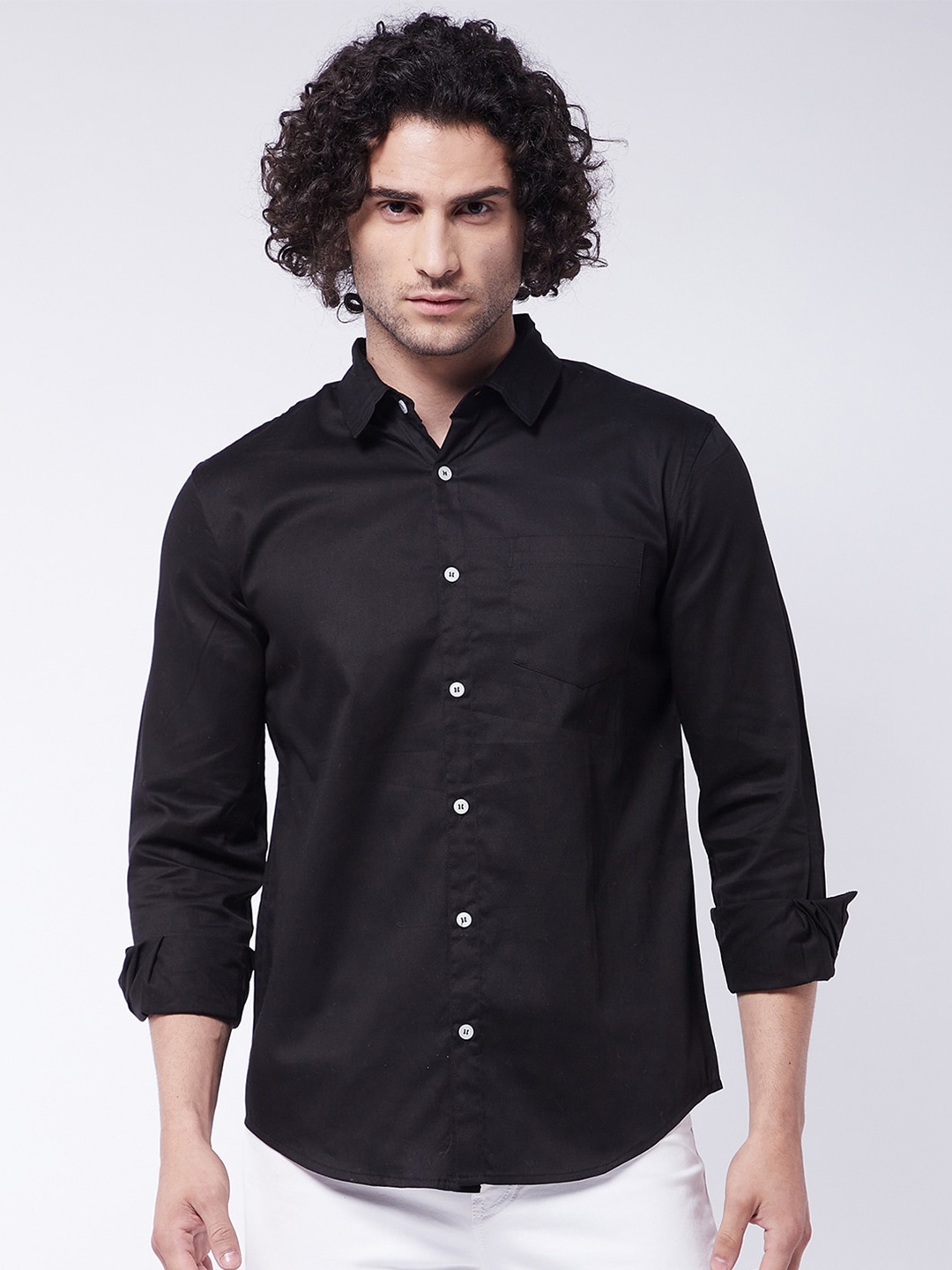 

Rick Masch Men Black Solid Smart Slim Fit Casual Shirt