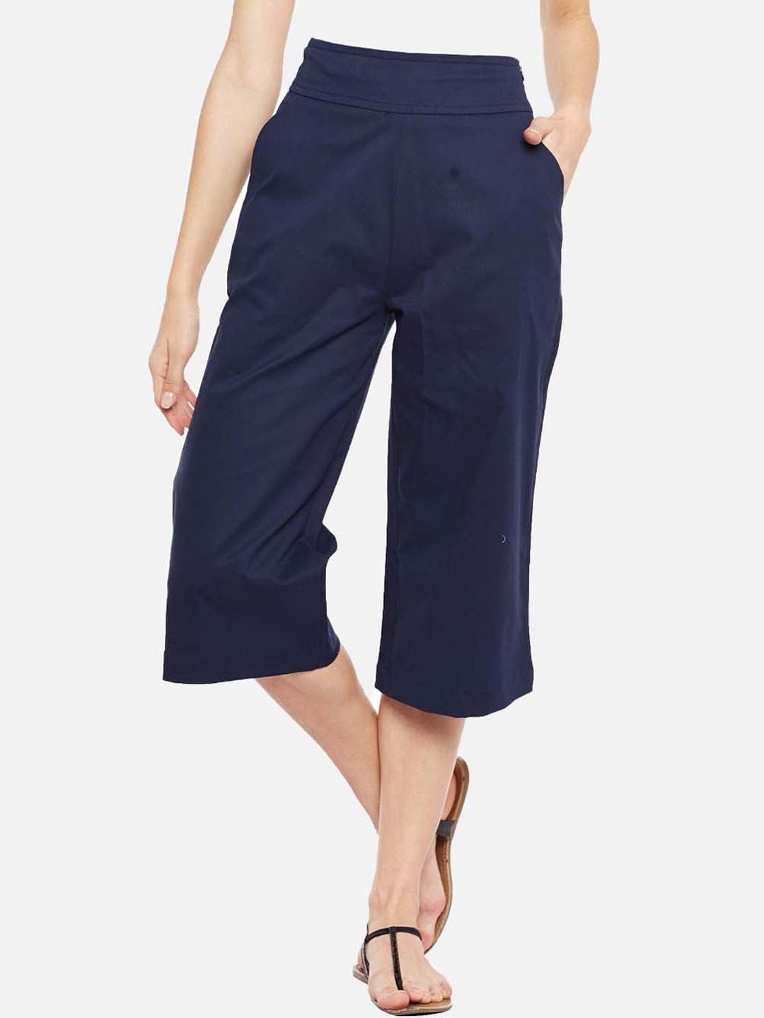 

Castle Lifestyle Women Navy Blue Smart Easy Wash Culottes Trousers