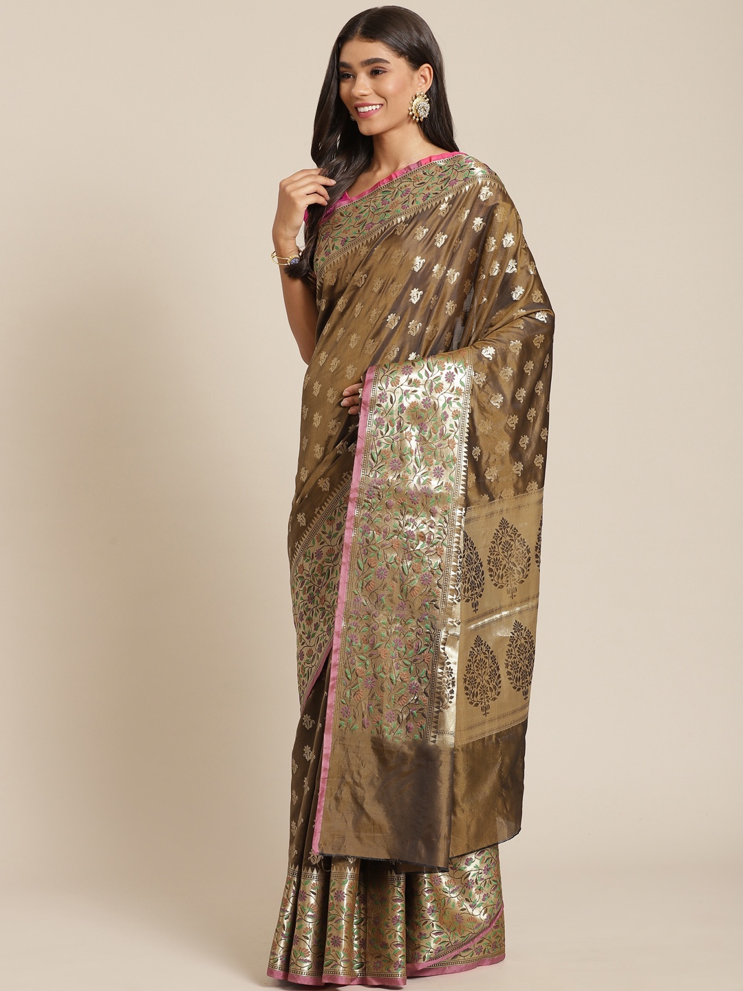 

Banarasi Style Brown Woven Design Art Silk Banarasi Saree