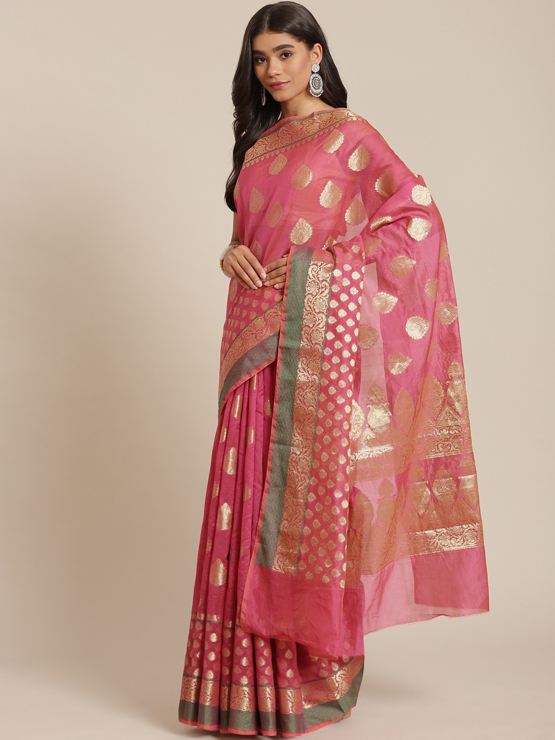 

Banarasi Style Pink Woven Design Art Silk Banarasi Saree