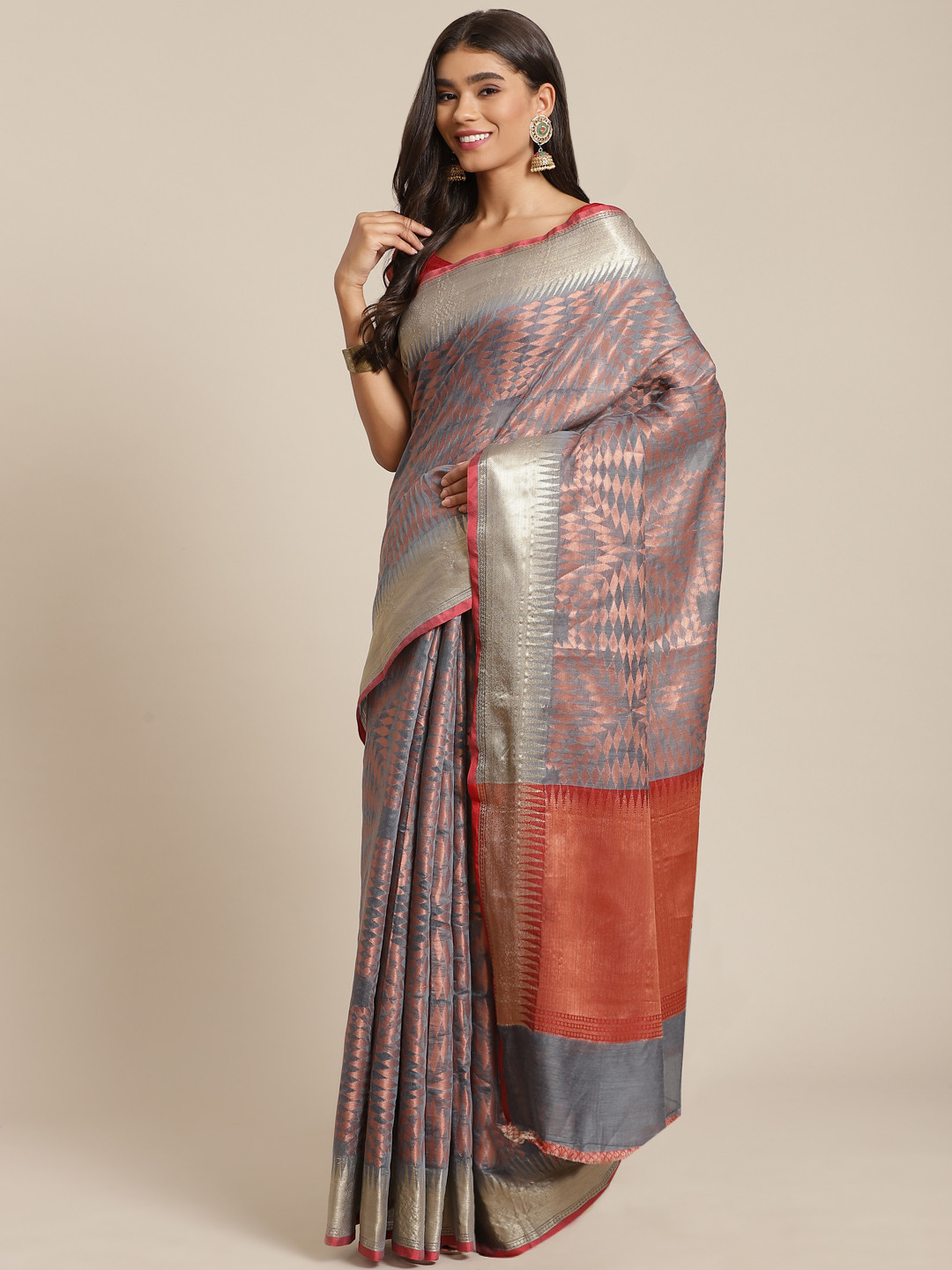 

Banarasi Style Grey Woven Design Art Silk Banarasi Saree