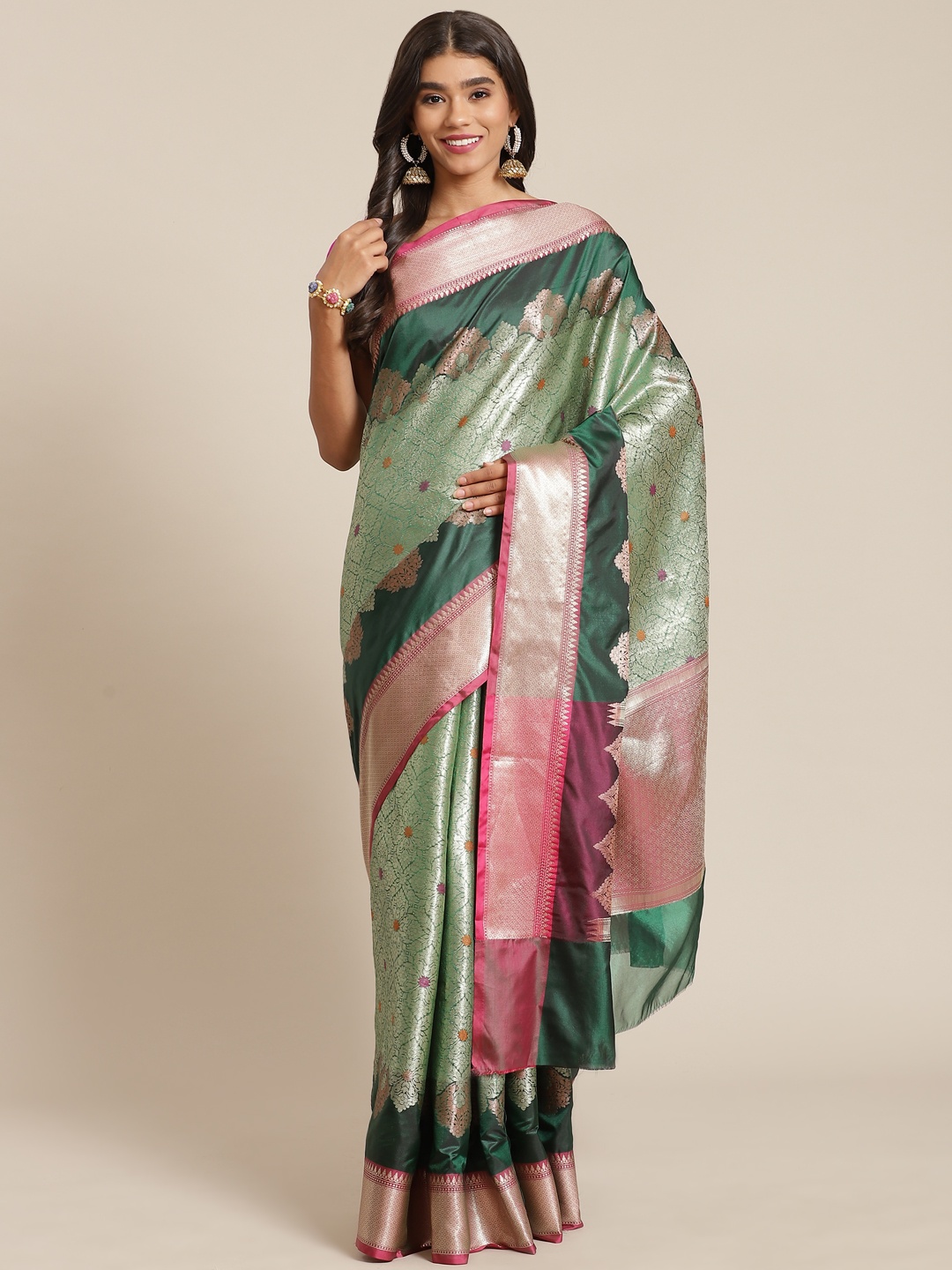 

Banarasi Style Green Woven Design Art Silk Banarasi Saree