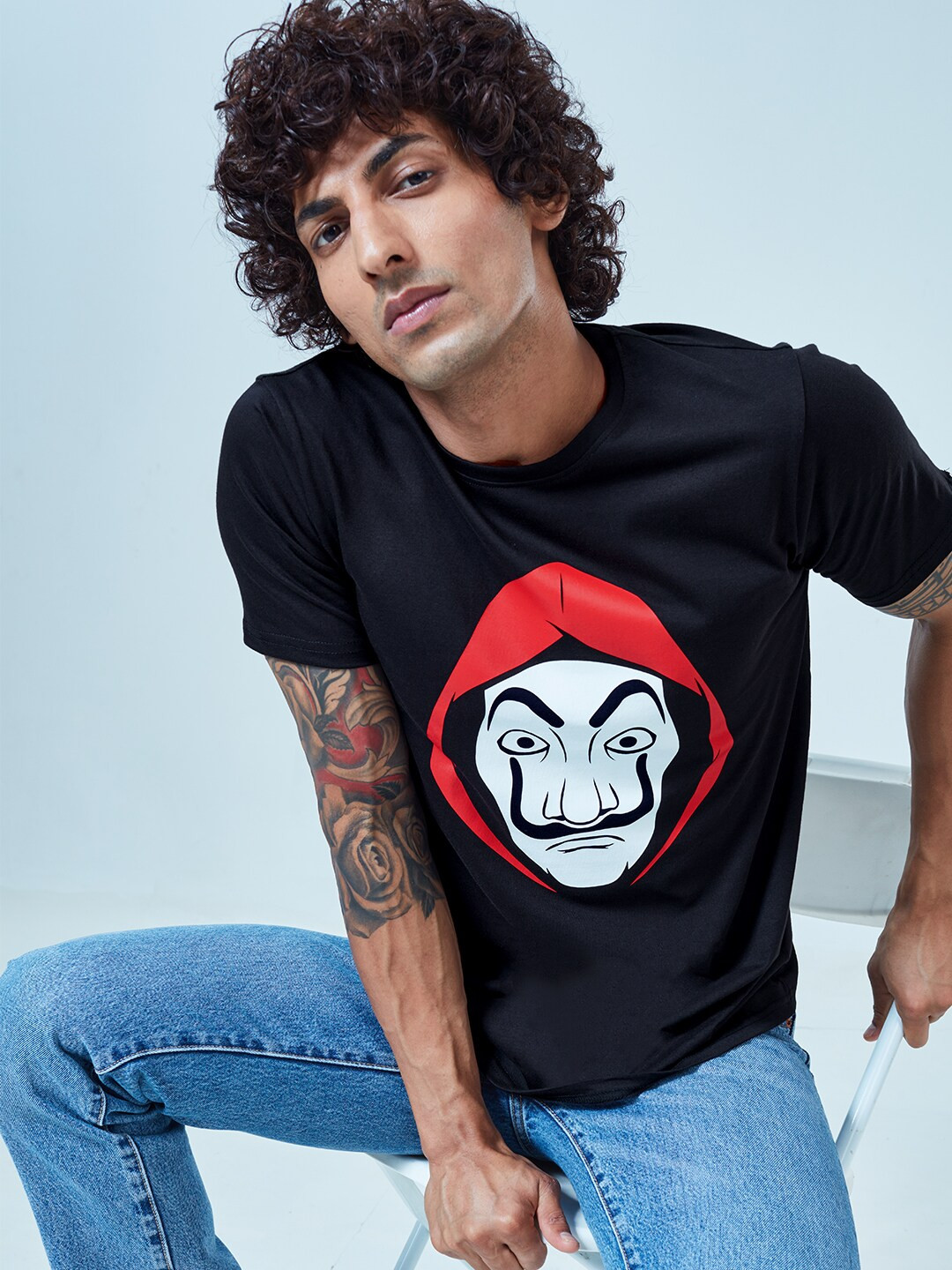 

The Souled Store Men Black Printed T-shirt