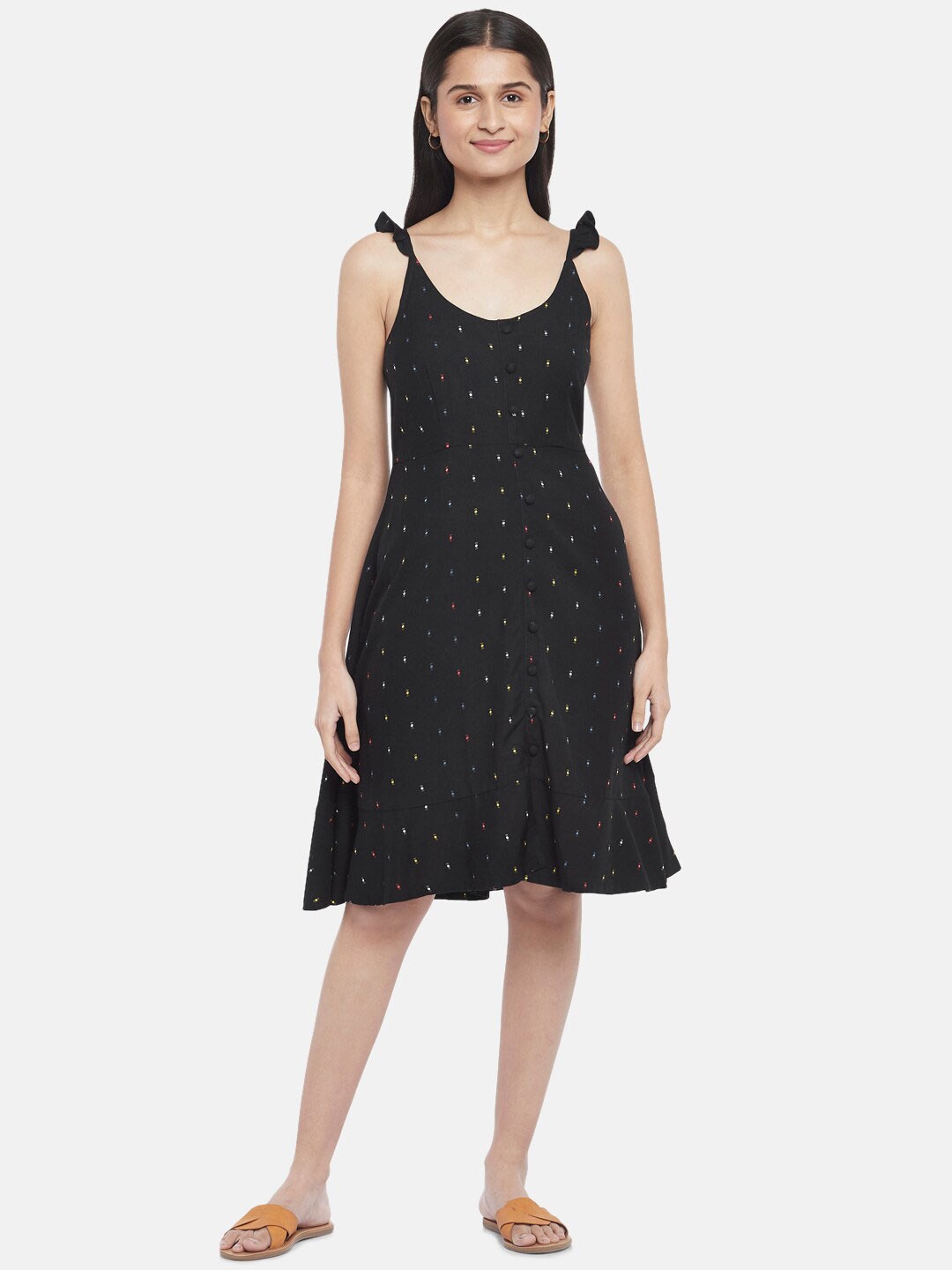 

People Black & White Printed Dress