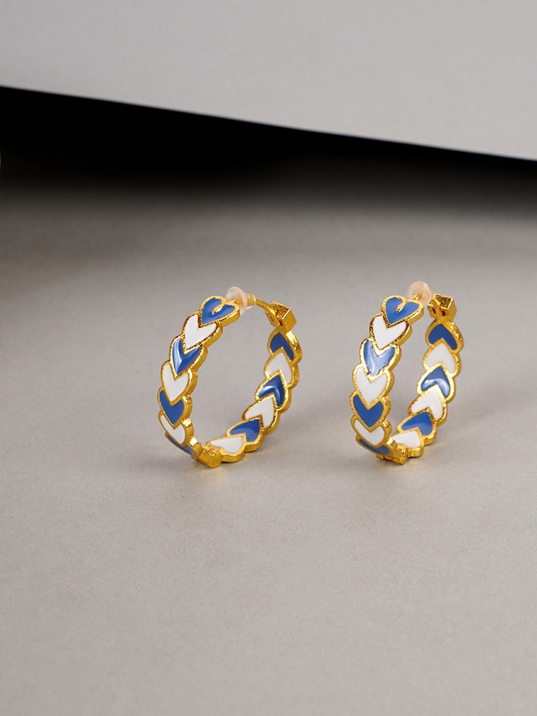 

Voylla Gold-Toned & Blue Fashion Trendy Hoop Earrings