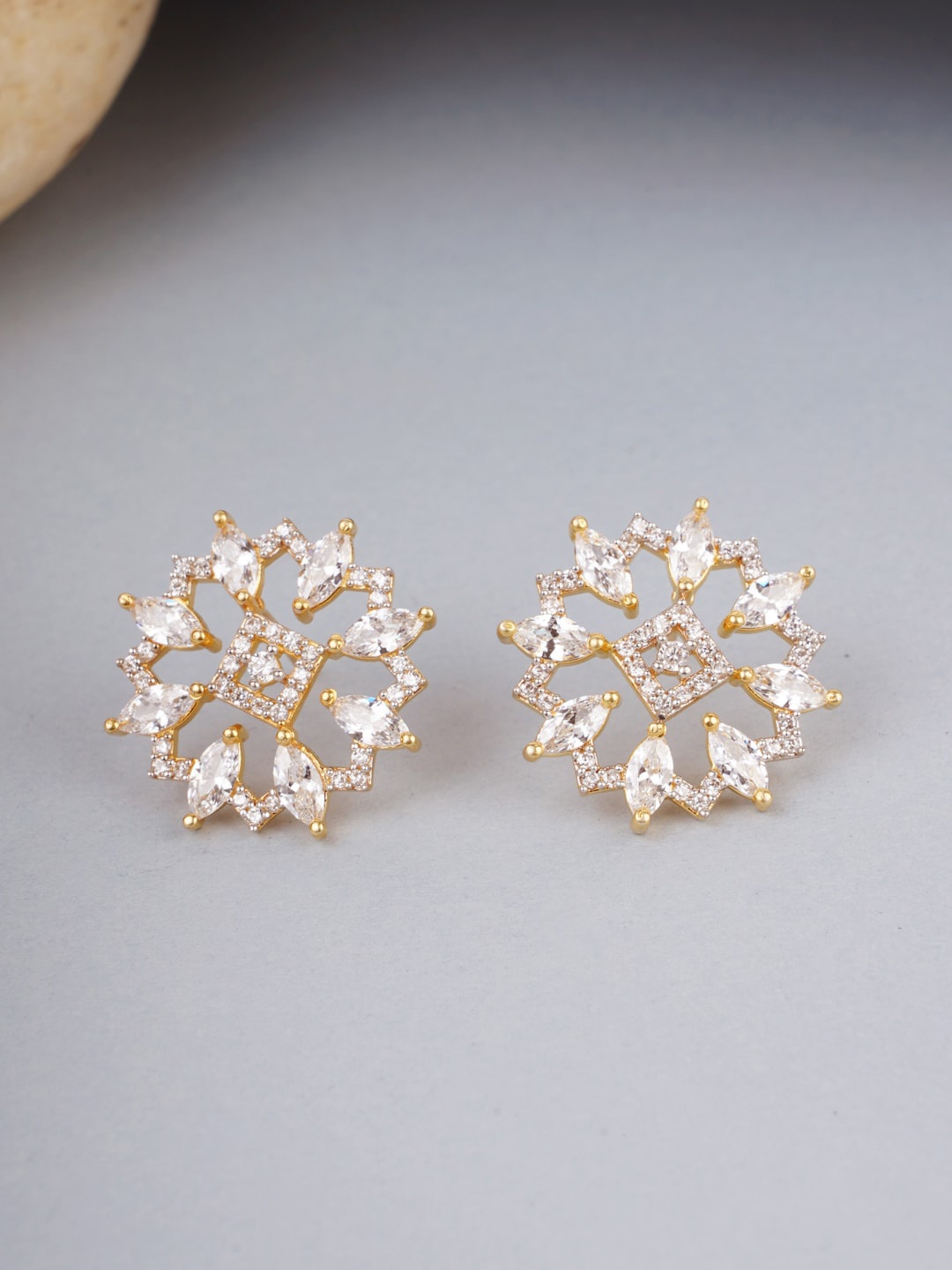 

Voylla Gold-Plated American Diamond CZ Stud Earrings