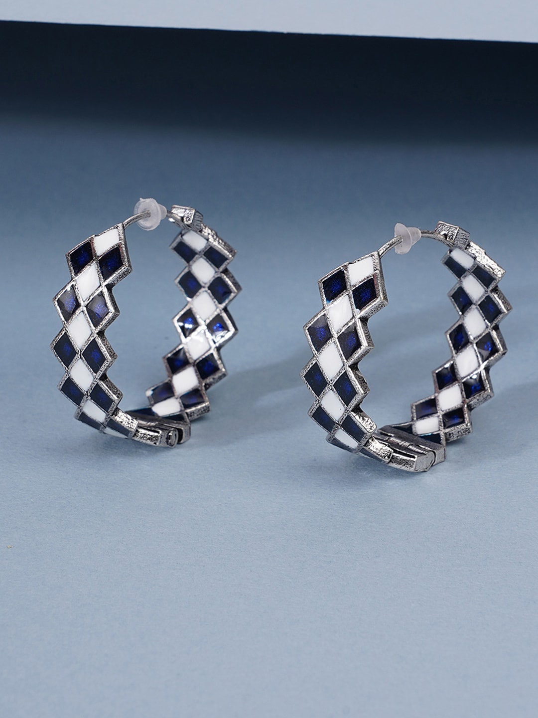 

Voylla Silver-Plated Geometric Brass Trendy Hoop Earrings