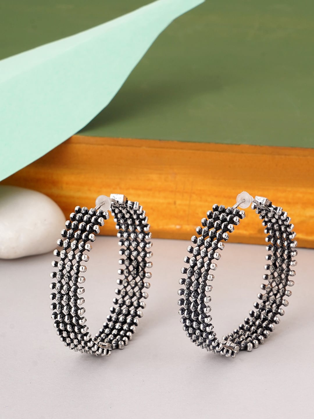 

Voylla Silver-Toned Fashion Trendy Hoops Earrings