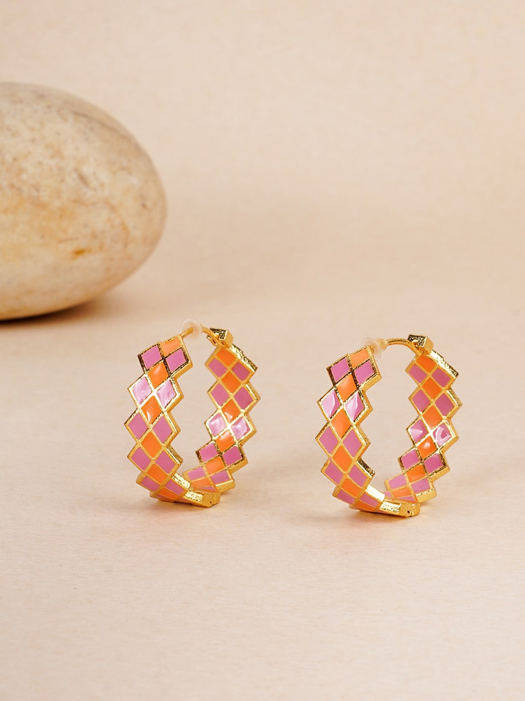 

Voylla Gold-Plated Circular Gold Brass Trendy Hoop Earrings