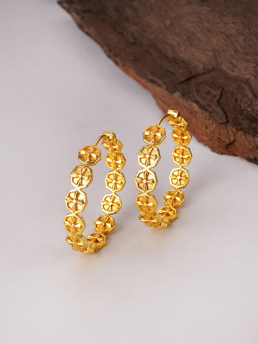 

Voylla Gold-Toned Geometric Hoop Earrings