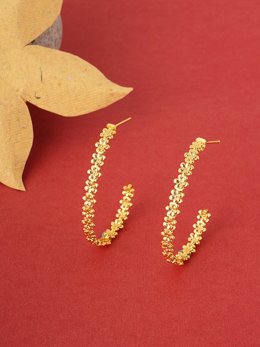 

Voylla Gold-Plated Geometric Fashion Trendy Half Hoop Earrings