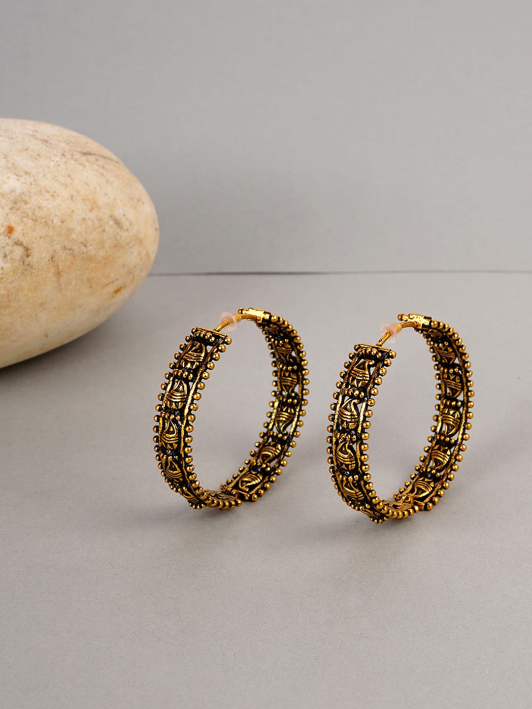 

Voylla Gold-Toned Circular Brass Trendy Hoop Earrings