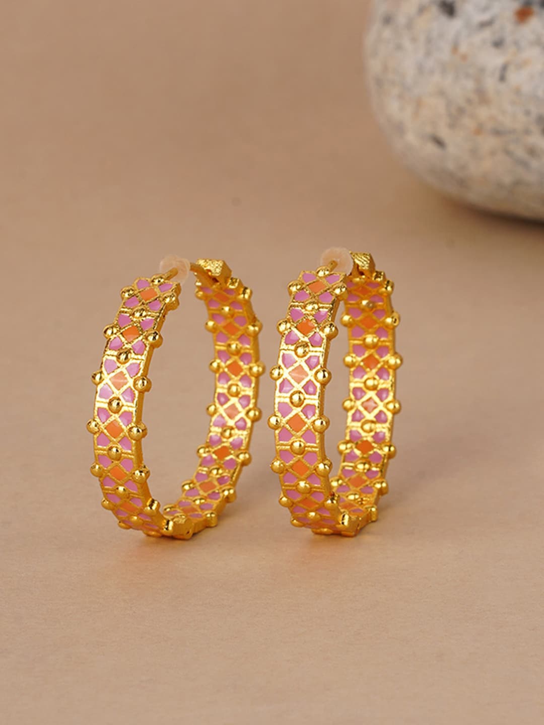 

Voylla Women Gold Plated Geometric Trendy Brass Hoop Earrings
