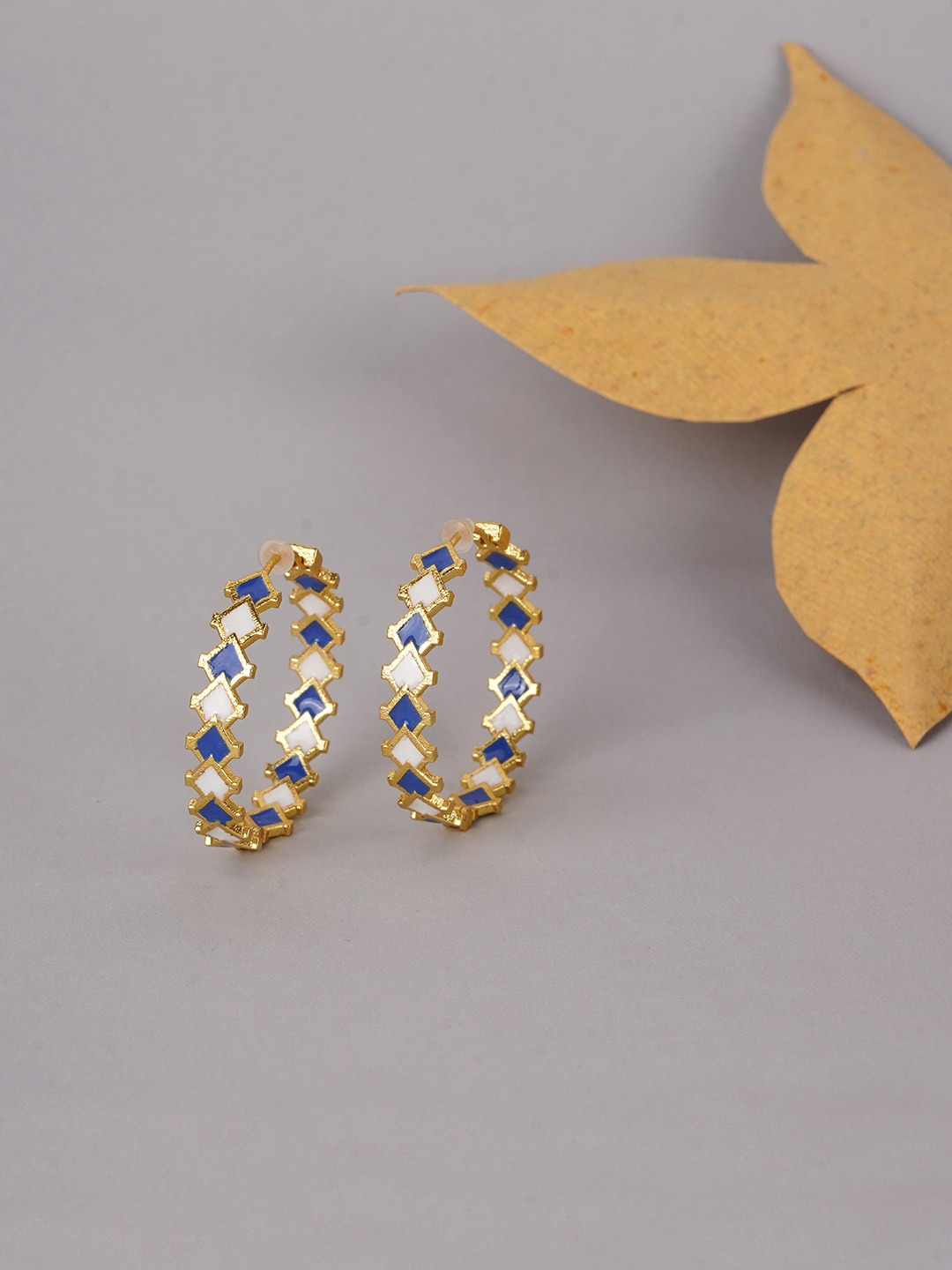 

Voylla Green & Gold-Plated Circular Hoop Earrings
