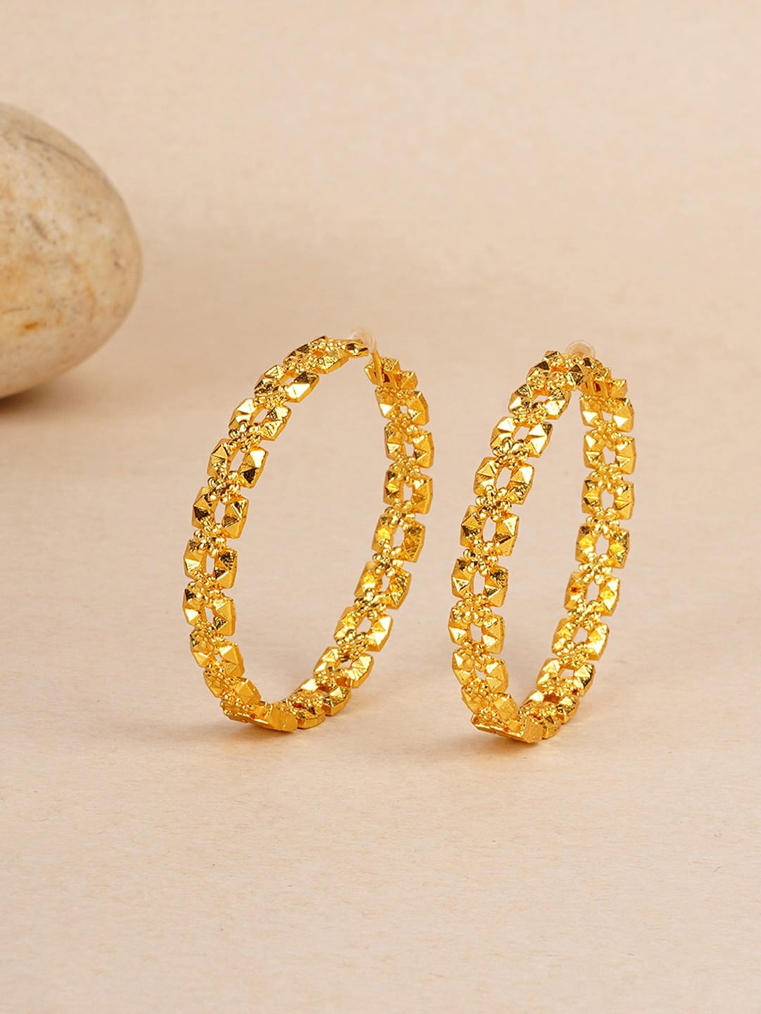 

Voylla Gold-Plated Geometric Hoop Earrings