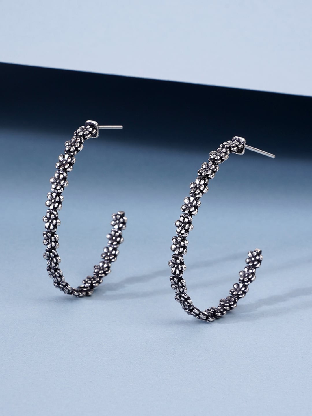 

Voylla Silver-Plated Trendy Hoops Sleek Earrings