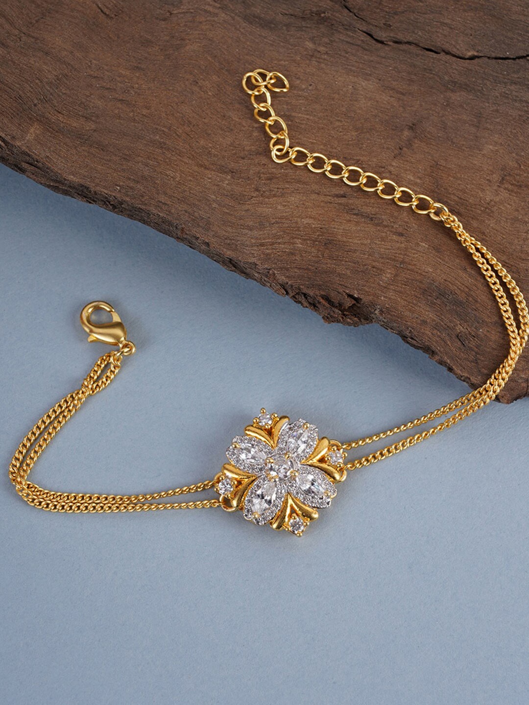 

Voylla Women Gold-Plated & White American Diamond CZ Mangalsutra Bracelet