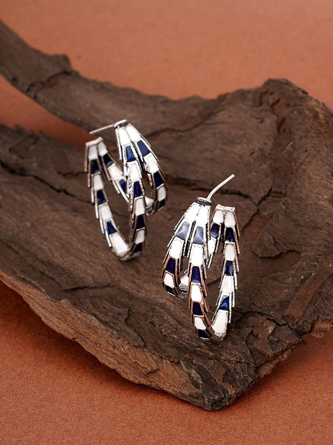 

Voylla Silver-Plated Half Hoop Trendy Earrings