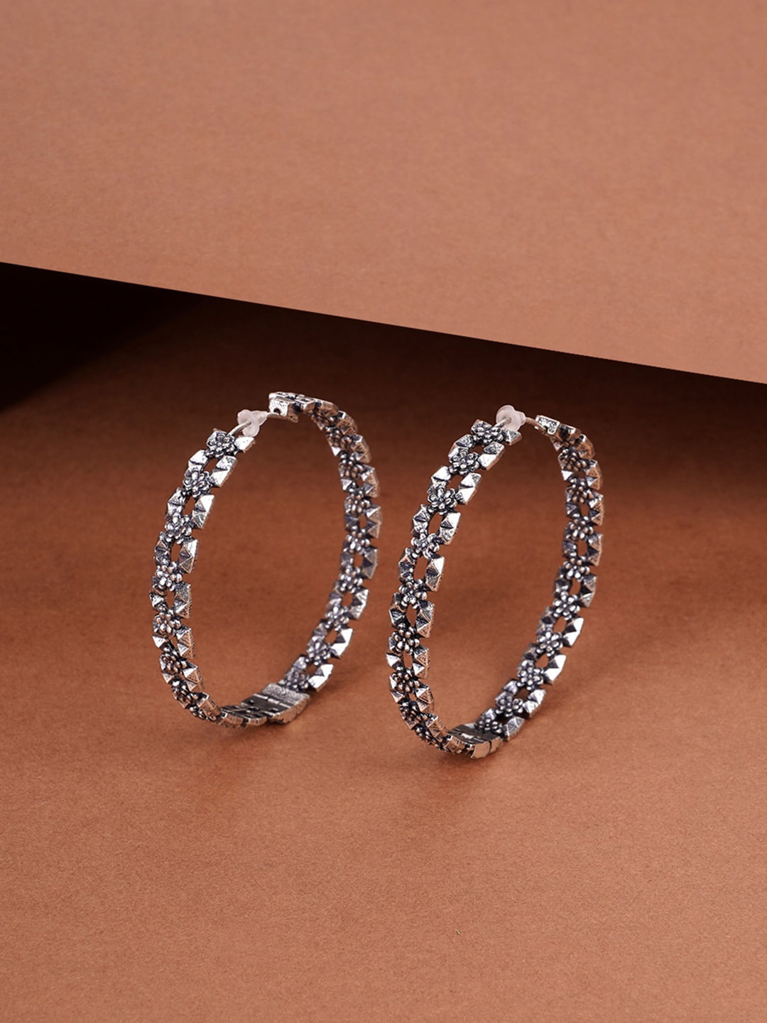 

Voylla Silver-Toned Fashion Trendy Hoops Earrings